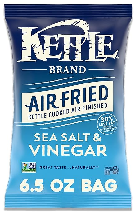 Kettle Brand Potato Chips, Air Fried Sea Salt & Vinegar Kettle Chips, 6.5 Oz