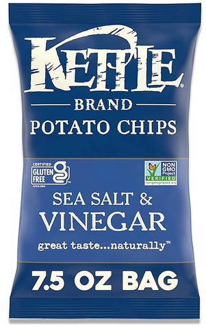 Kettle Brand Sea Salt and Vinegar Kettle Potato Chips, Gluten-Free, Non-GMO, 7.5 oz