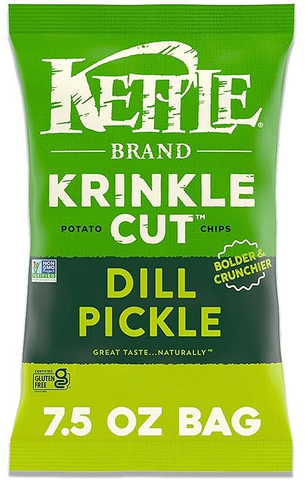 Kettle Brand Potato Chips Krinkle Cut Dill Pickle, 7.5 Oz