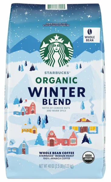 Costco Starbucks Organic Winter Blend Whole Bean Coffee, Medium, 2.5 lbs