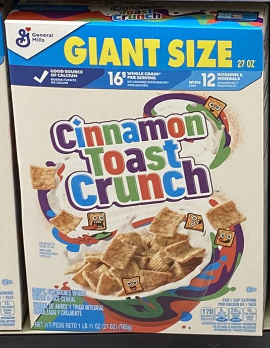 Cinnamon Toast Crunch Breakfast Cereal, Crispy Cinnamon Cereal, Giant Size, 27 oz