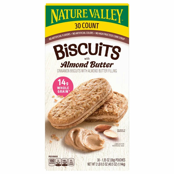 Nature Valley Biscuits with Almond Butter, 1.35 oz, 30-count