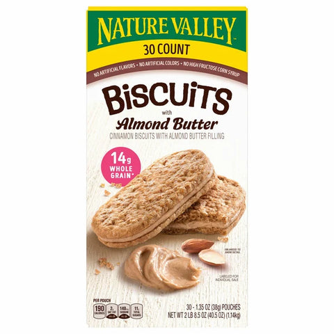 Nature Valley Biscuits with Almond Butter, 1.35 oz, 30-count