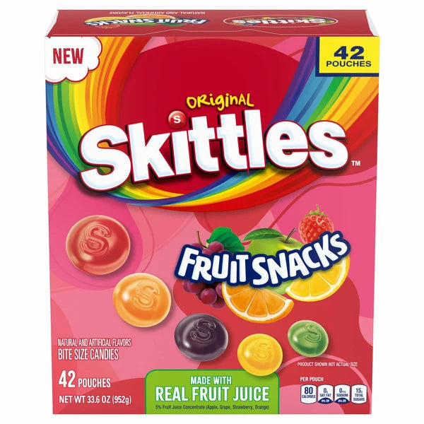 Skittles Fruit Snacks, .8 oz, 42-count