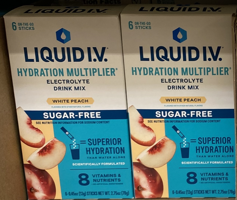 Liquid I.V. Hydration Multiplier Electrolyte Powder Packet Drink Mix, White Peach, 6 Ct