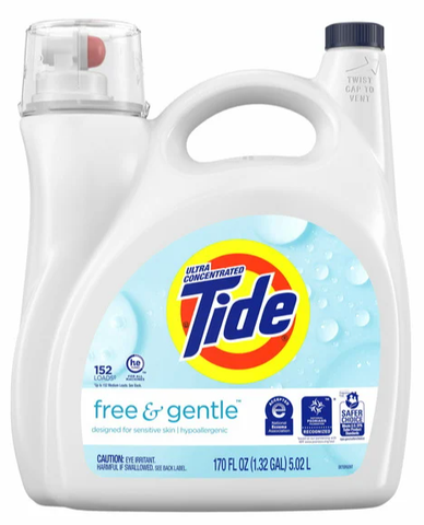 Tide Liquid Laundry Detergent, Free & Gentle, 152 Loads, 170 fl oz