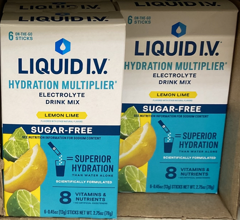 Liquid I.V. Hydration Multiplier Electrolyte Powder Packet Drink Mix, Lemon Lime, 6 Ct