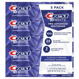 Crest 3D White Advanced Whitening Toothpaste, 5.2 oz, 5-count