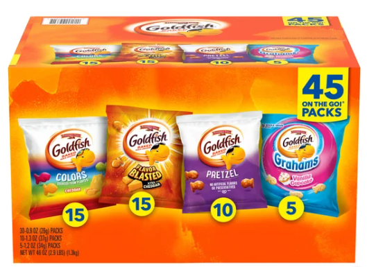 Pepperidge Farm Goldfish Snacks, Variety Pack, 45-count